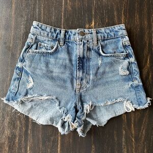 ZARA High Rise Split Distressed Cutoff Jean Denim Shorts. Size 0